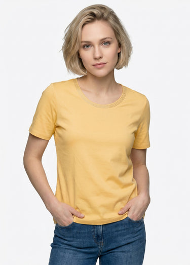 T-shirt manches courtes fantaisie cloutée Jaune