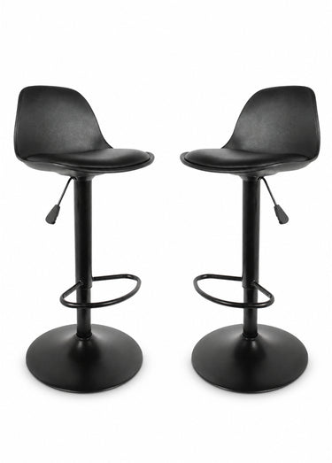 Set 2 Tabourets hauts en simili, 2N Noir