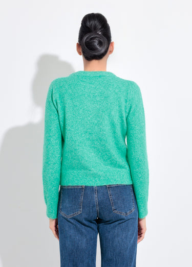 Pull col rond chaud duveteux avec laine Vert