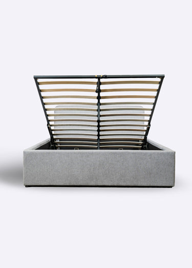YSEE Lit coffre, sommier + tête tissu Gris