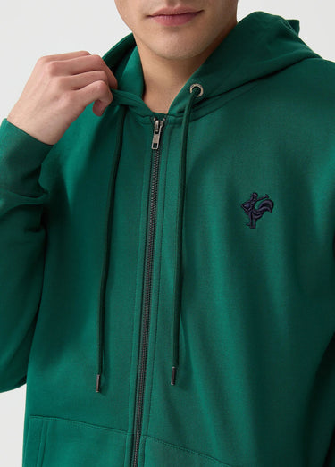 Sweat shirt zippé à capuche, kangourou Vert Sapin