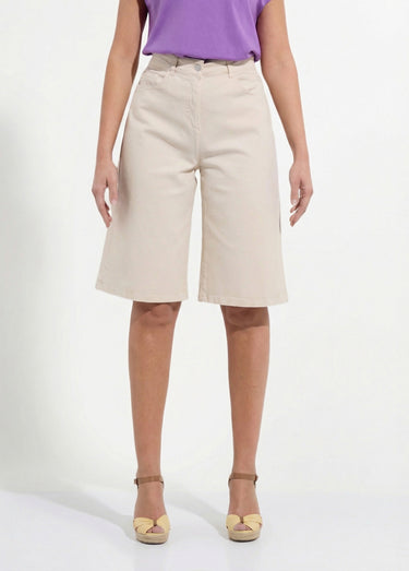 Bermuda taille haute denim stretch Ecru