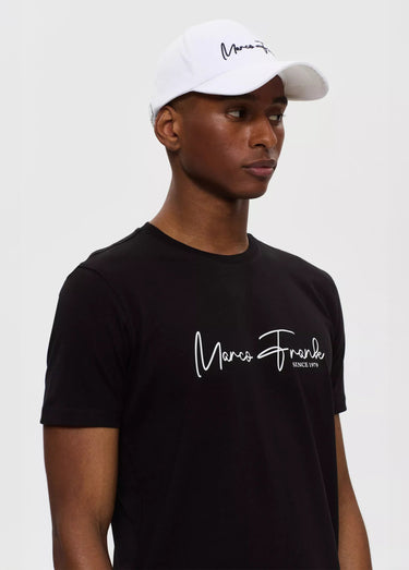 T-shirt col rond à message signature Noir