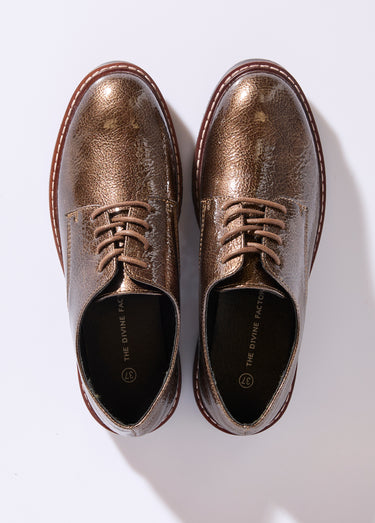 Derbies vernis tendance à lacets Bronze