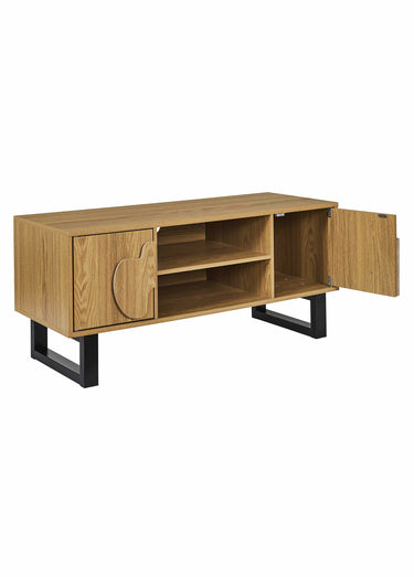 Meuble TV en bois décor forme abstraite Marron/Noir