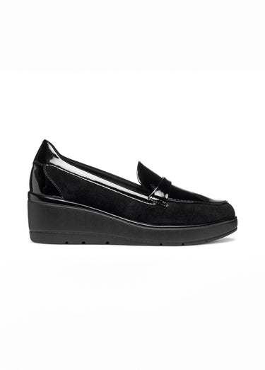 Mocassins compensés cuir suédé et vernis Noir