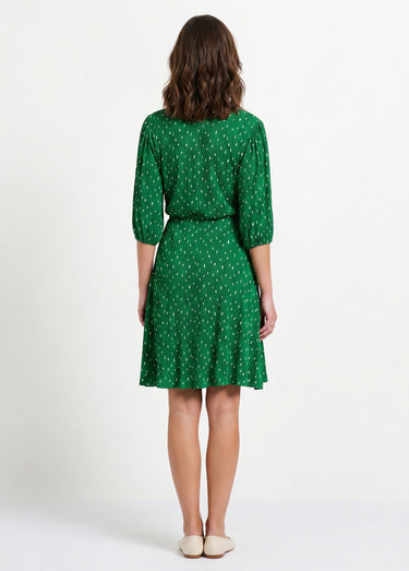 Robe courte cache-coeur imprimé pois Vert/Blanc