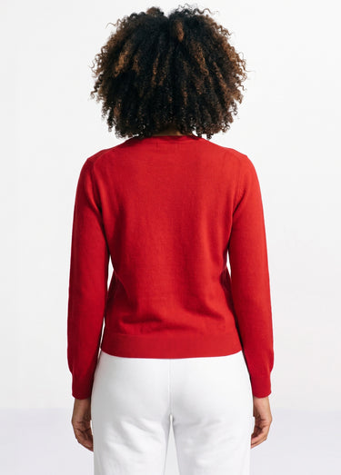 Pull laine mérinos manches longues Carmin