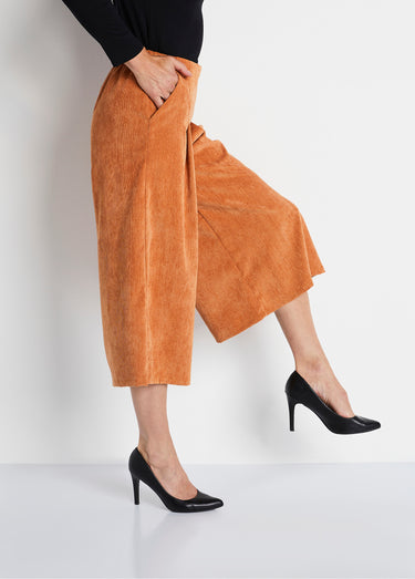 Jupe-culotte longue velours milleraies Caramel