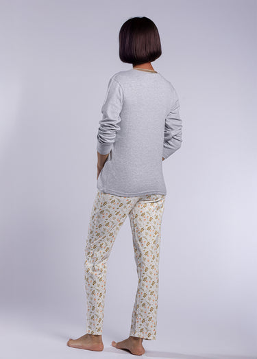 Pyjama manches longues motif placé Gris Chine/Imprime
