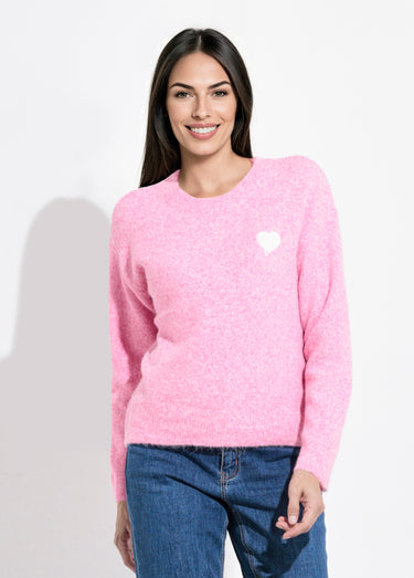 Pull col rond détail motif sequins Rose