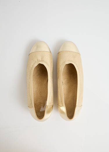 Ballerines compensées cuir largeur confort bi-matière Dore