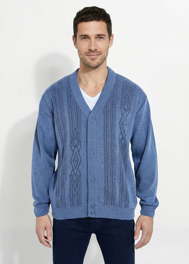 Gilet col V boutonné manches longues laine Chine Bleu