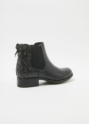 Boots Chelsea talon fantaisie avec nœud Noir