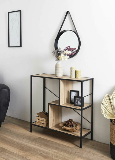 Etagère zigzag 3 niveaux en métal foncé Marron/Noir