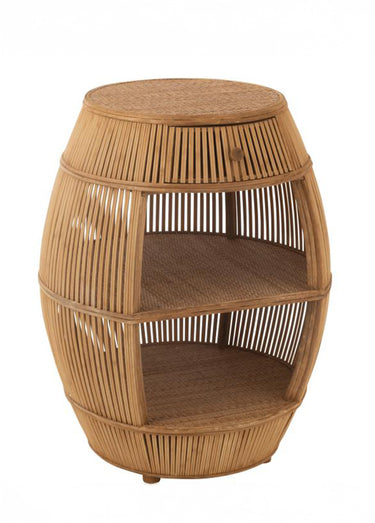 Table en rotin et bambou, forme barrique Naturel