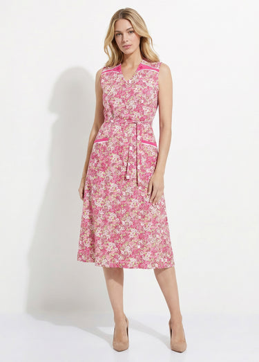 Tablier zippé sans manches fleuri Rose