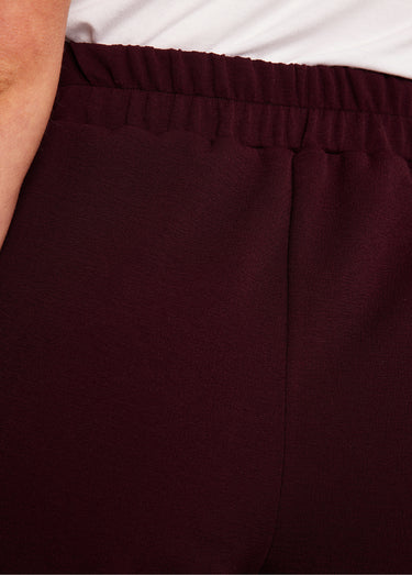 Pantalon large uni taille semi élastiquée Prune