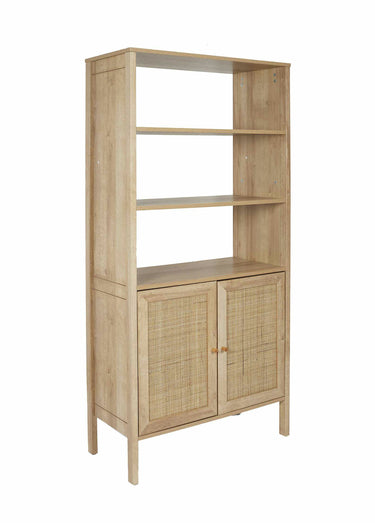 Bibliothèque 3 étagères bois et cannage Beige