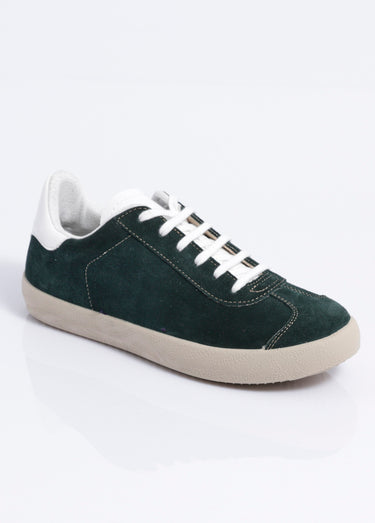 Baskets unies compensées cuir à lacets Vert