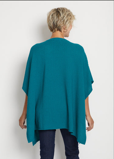 Pull cape en maille reliefée Vert