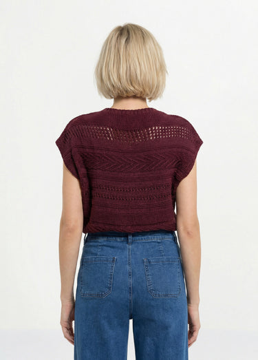 Pull manches courtes grosse maille Figue