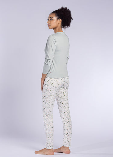 Pyjama motif manches longues col rond Vert Imprime