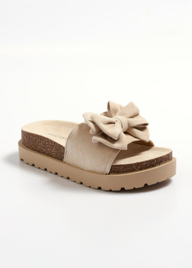 Mules suédine anatomiques nœud fantaisie Beige