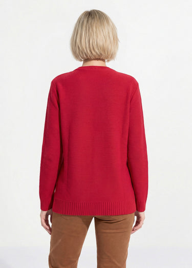 Pull-tunique col rond manches longues Groseille