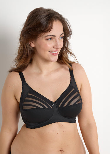 Soutien-gorge sans armatures tulle effet rayé Noir