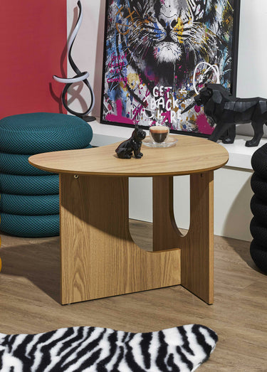 Table appoint bois décor forme abstraite Marron