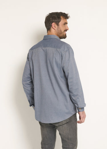 Chemise manches longues coton reliefé Bleu