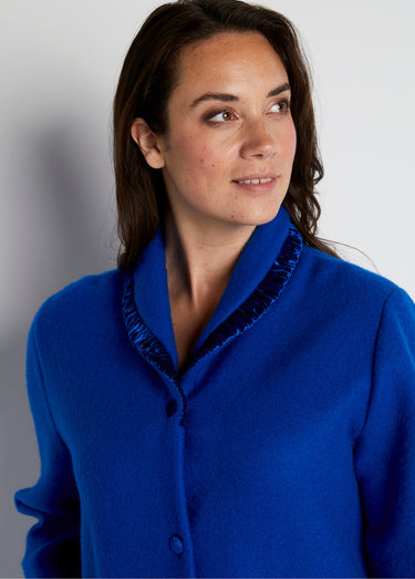 Peignoir robe de chambre long molleton Courtelle® Bleu