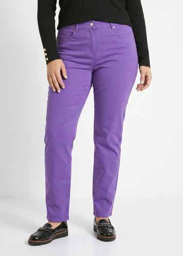 Pantalon droit 5 poches coton stretch Violet