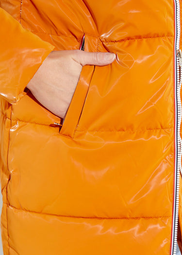 Doudoune longue déperlante irisée Orange