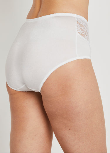 Culotte gainante maille microfibre et dentelle Blanc