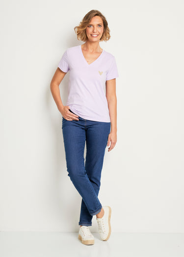 T-shirt extensible broderie poitrine Parme
