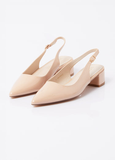 Escarpins slingback vernis pointus Nude verni