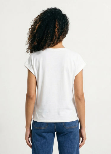 T-shirt coton avec sérigraphie Art déco Blanc