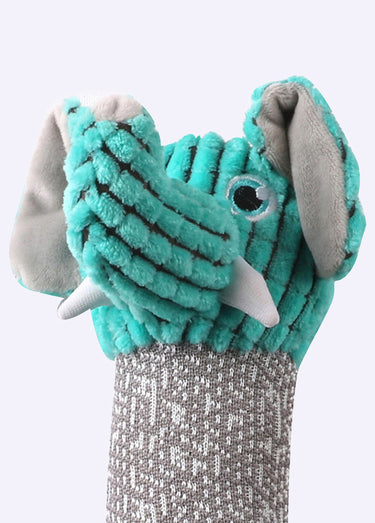 Peluche poignée corde forme tête animal Vert