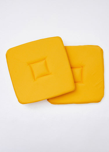 Galettes de chaise unies avec nouettes Jaune Lot 2