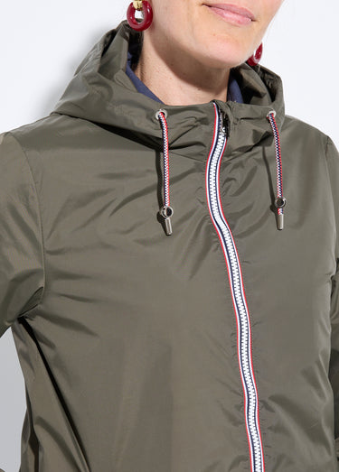 Coupe-vent déperlant à capuche, poches raglan Kaki