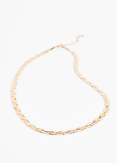Collier acier inox tressé maille serpent Dore