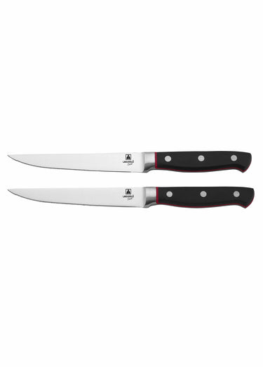 2 couteaux à steak 25cm acier, Market Noir/Rouge