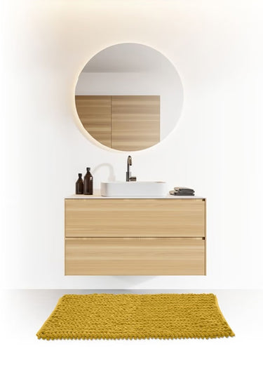 Tapis de salle de bain, maille épaisse Jaune