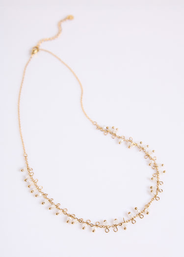 Collier avec breloques perlées acier inoxydable doré Blanc