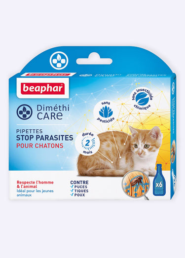 Pipettes anti parasites x6, pour chaton Blanc