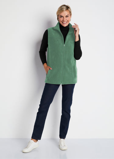 Blouson zippé sans manches polaire Vert Amande