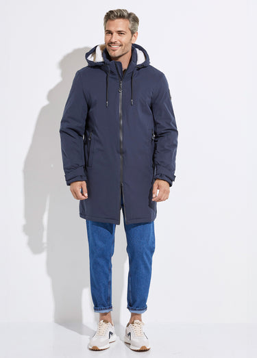 Parka casual fourrée à capuche Bleu