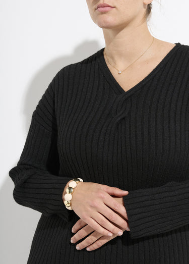Robe pull longue chaude mailles plates Noir